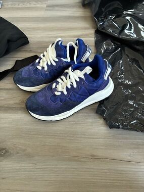 Fendi Kids Blue and White Suede & Mesh Sneakers